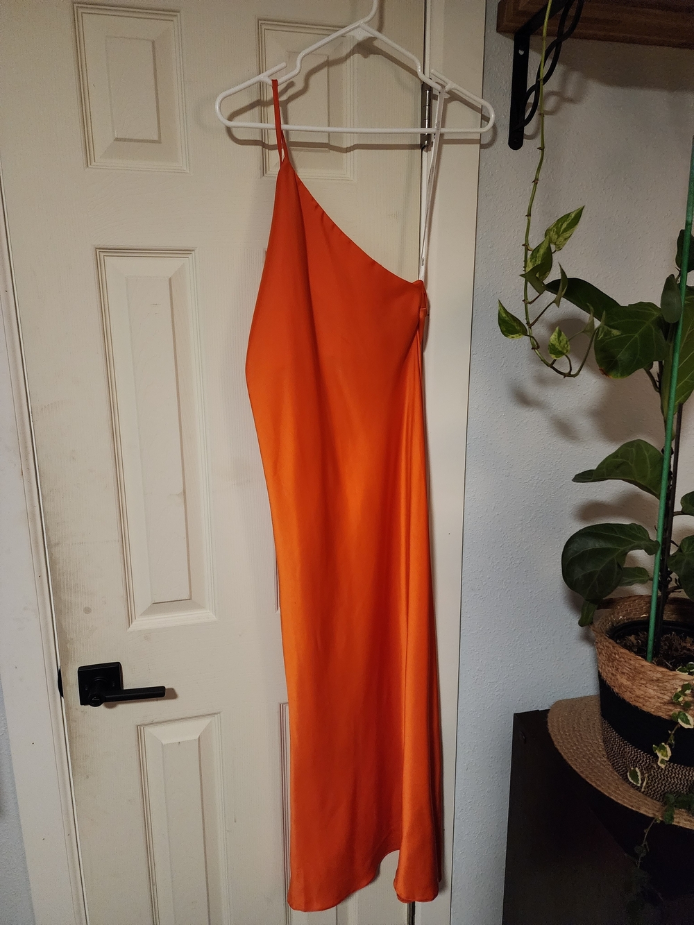 ASOS Orange One-Shoulder Slip Midi Dress
